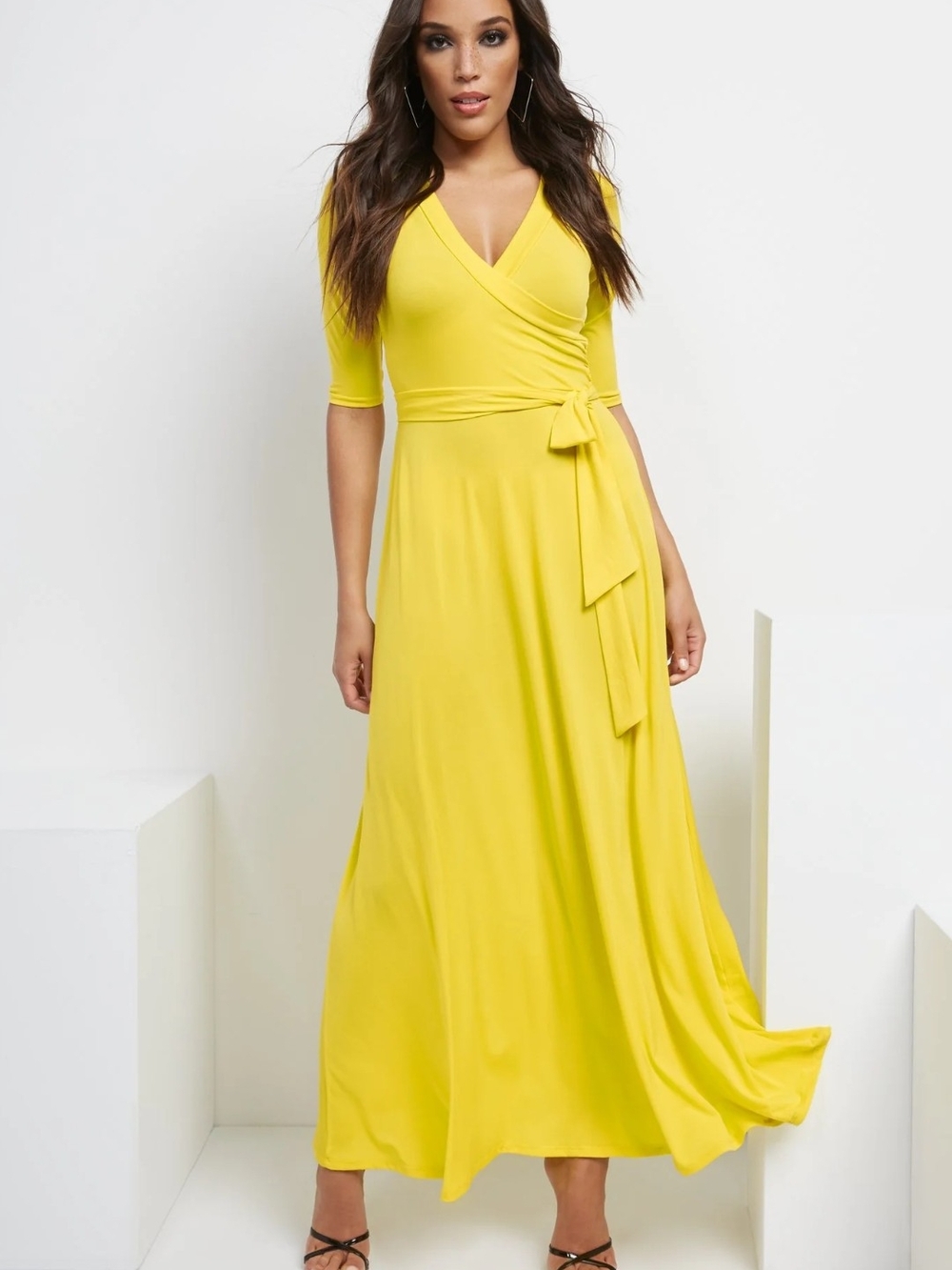 New York & Co Yellow Wrap Maxi Dress NWT Medium